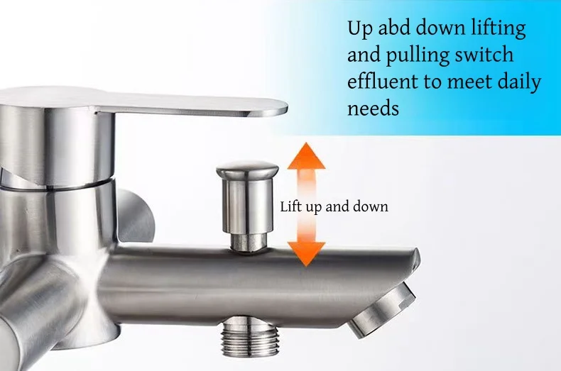 Popular Wall Mounted SUS304 Brushed Bathroom Shower Faucet Hot Sale Cold And Hot Water Bathtub Mixer Tap