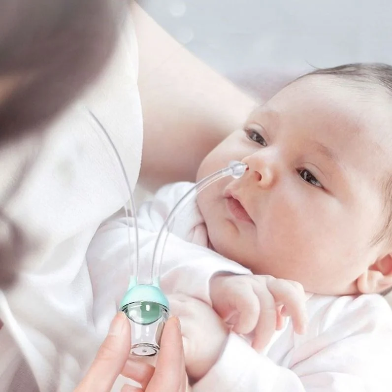 High Quality Newborn Sucker Safe Manual Aspirator Nasal suction to remove Silicone Baby Nose Nasal Aspirator