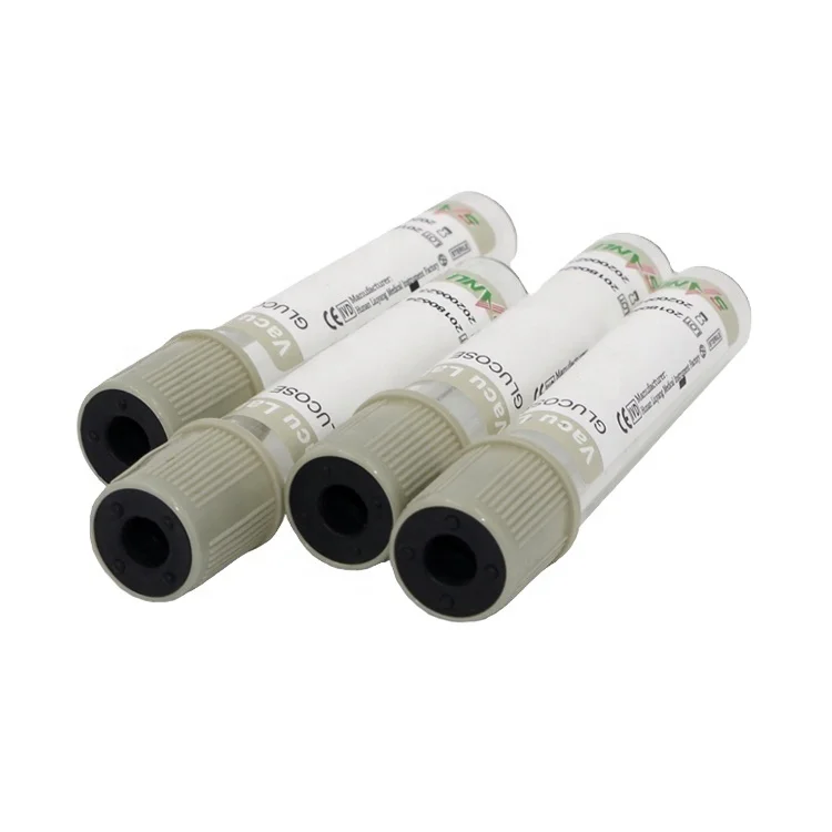 Medical Glucose Vacuum Blood Collection Tube with Sodium Fluoride/EDTA grey glass 2-10ml