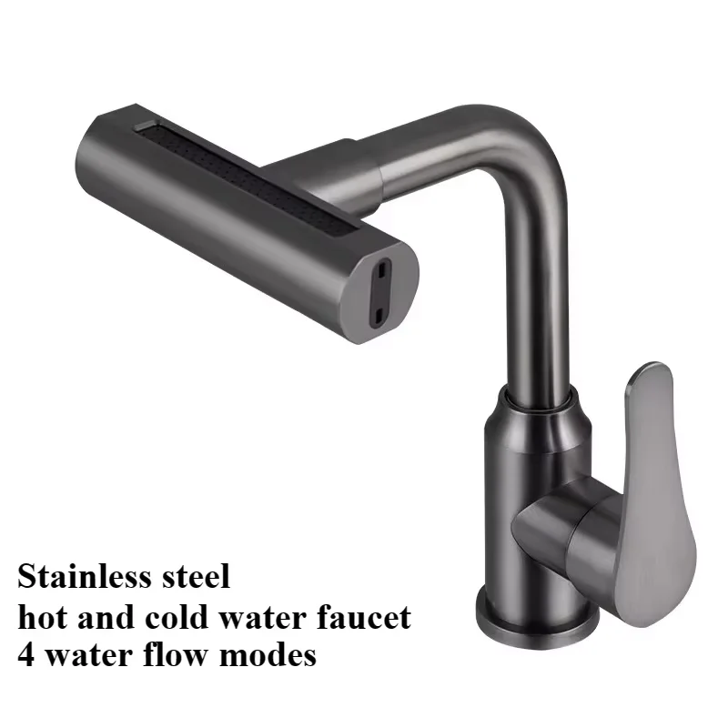 Flying Rain Basin Faucet 4 Types of Water Flow Mode Stainless Steel Pull-Out Faucet