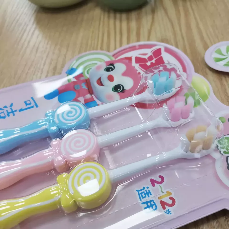 Good NEW Cute Loli pop OME brand BPA Free kids toothbrush with one pack 3 sets