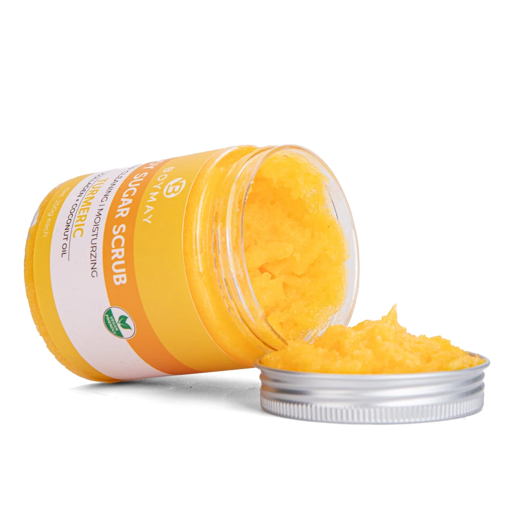 Customized Logos 5 Scent Exfoliating Turmeric Body Sugar Scrub for Jar Bottle