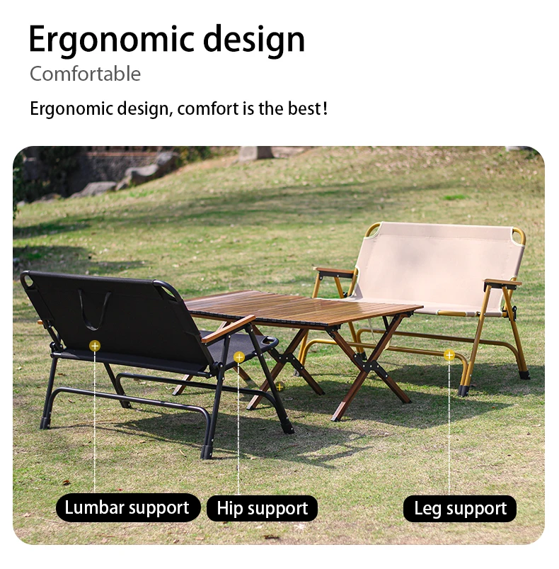 SY Latest Design Portable Outdoor Camping twin Beach Chair metal double seat Foldable Lightweight two-person Camping Chair