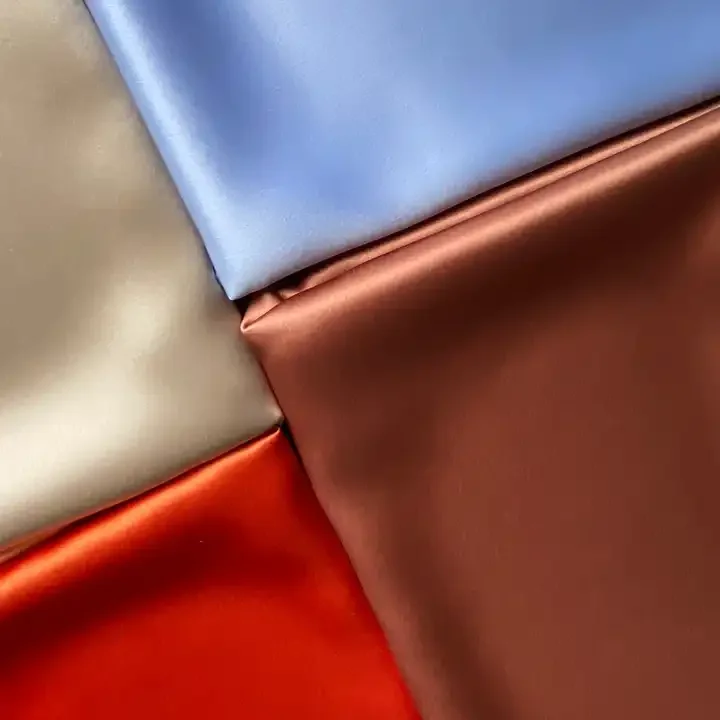 satin fabric low price stock wholesale shiny 100%polyester for wedding dress pajamas