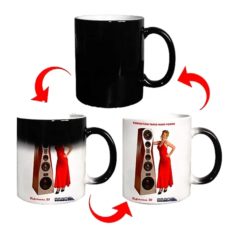  Promotional anime blanks ceramic cups with custom logo magic porcelain mug printing color change