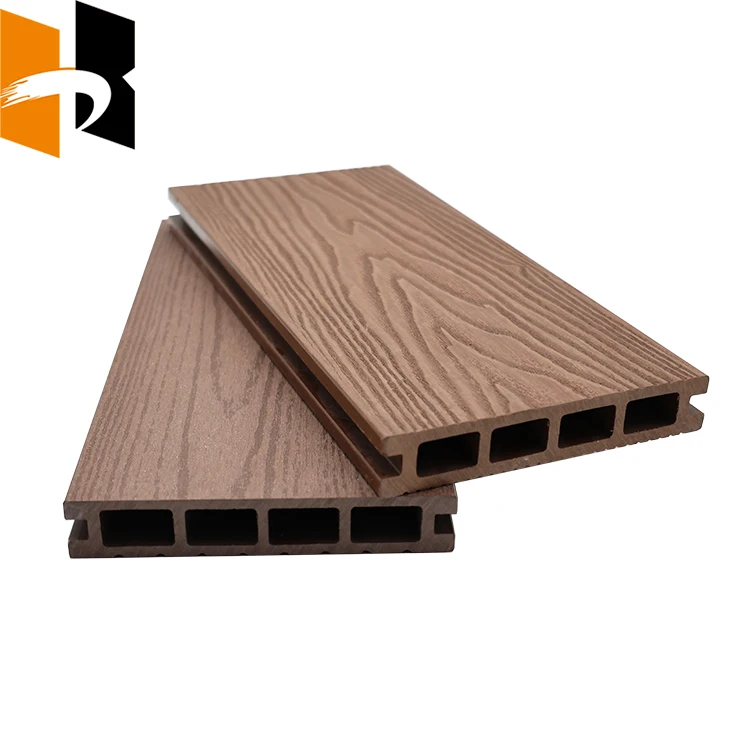 Outdoor Waterproof WPC Hollow Decking 3D Embossing WPC Decking Flooring