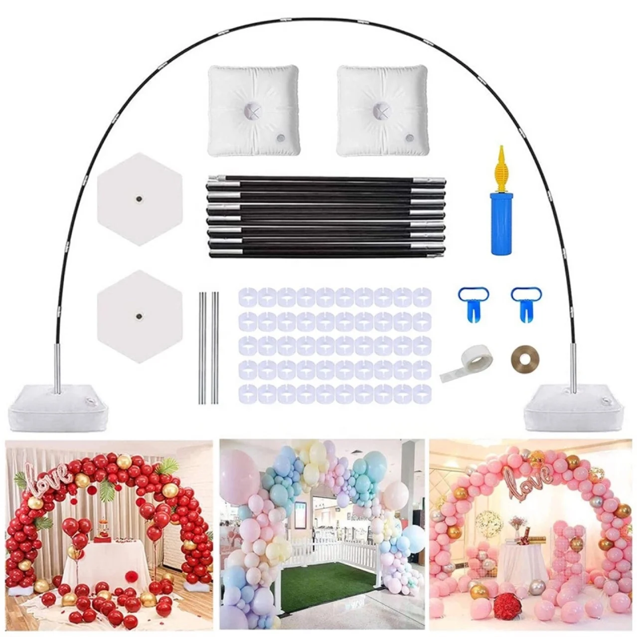 MF-L308 Wholesale15 Sections Carbon Fiber Circle Ballon Stand Arch Frame Balloon Arch Kit Set Tool Stand Backdrop For Decoration