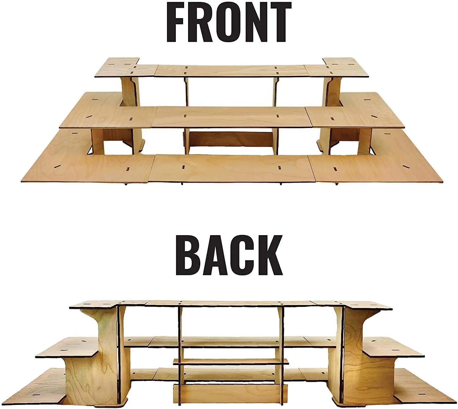 Wooden Retail Table Top 3-Tier Straight Retail Table Display Stand rack