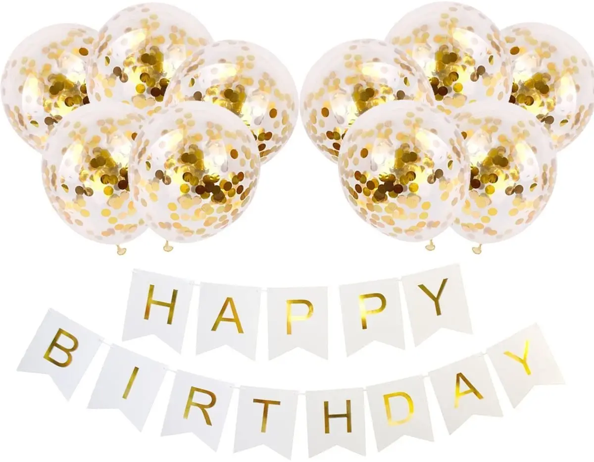 
12 inch Gold Rose Gold Confetti Balloons Latex Balloon Happy Birthday Party Decorations Supplies 