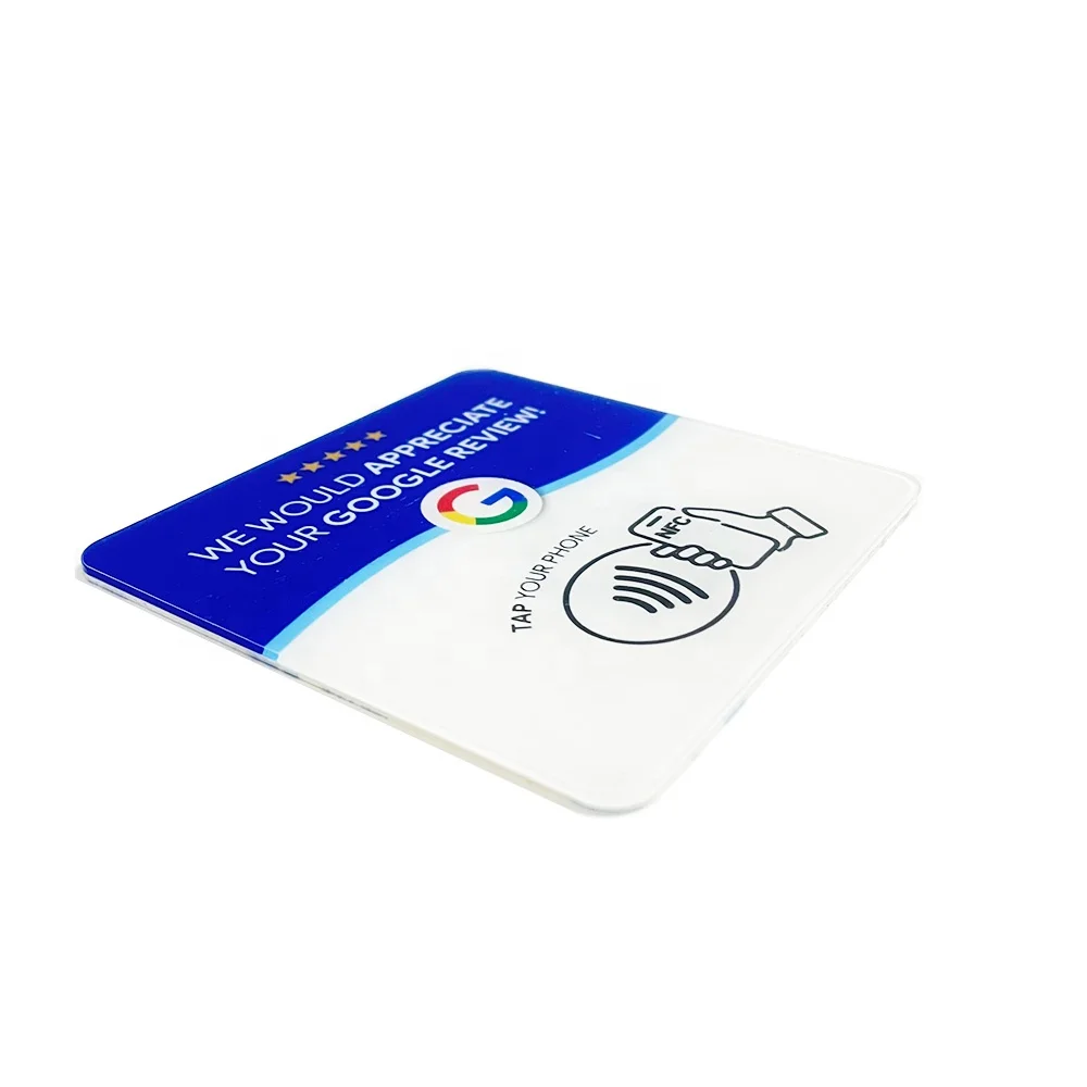 Custom Square Acrylic QR & Tap NFC Google Review Card Sticker for Facebook