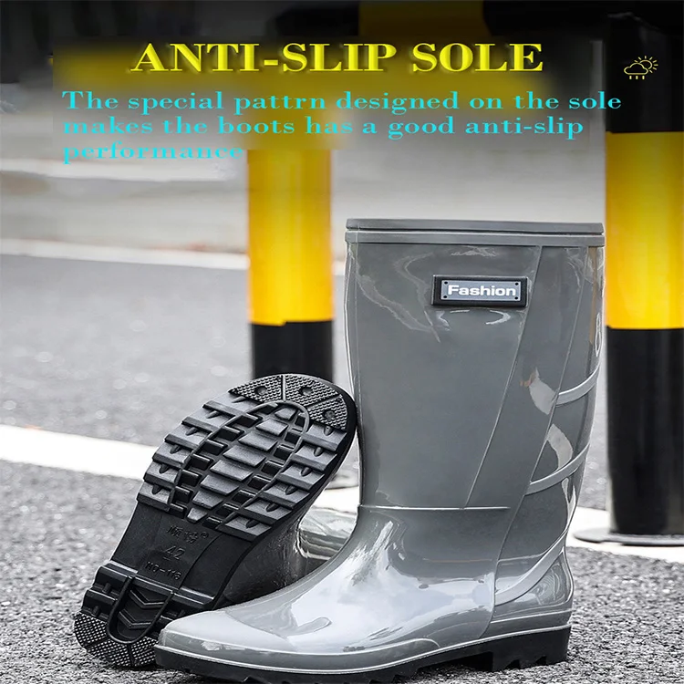 wholesale fashion trend waterproof gumboots pvc farm rain wellington boots for man