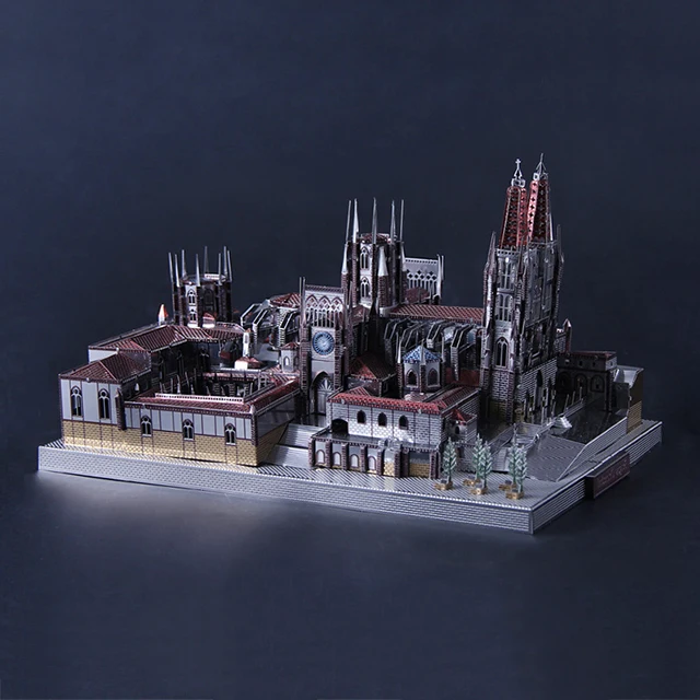 Spain Burgos Cathedral Architecture 3D Metal Puzzle DIY Assemble Model Kits Laser Cut Jigsaw Toys