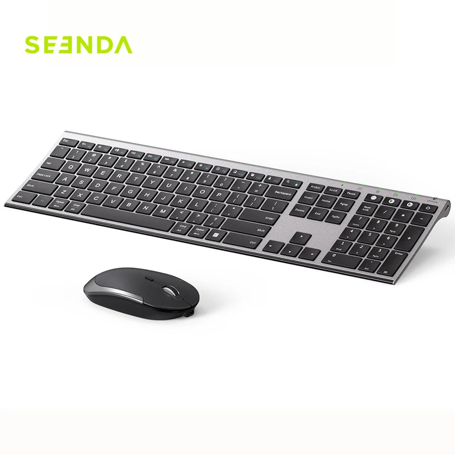Seenda 015BS-3 Ultra Slim BT Usb Silent Kit Combo Set Ergonomic Office Combos Wireless Keyboard And Mouse Set