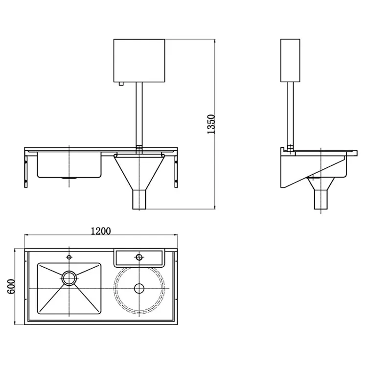 Luxury Stainless Steel Composite Rectangular Hospital Sink
