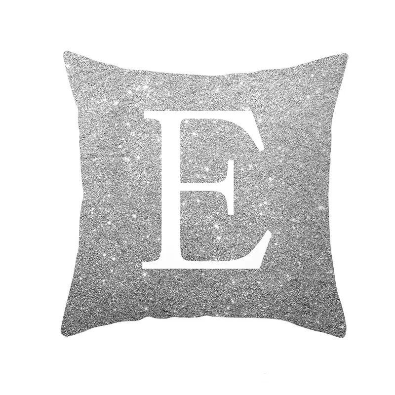 22020 Silver Letter Pillowcase Car Sofa Pillow Case Explosive Household Items Pick Leather Velvet Waist Pillow