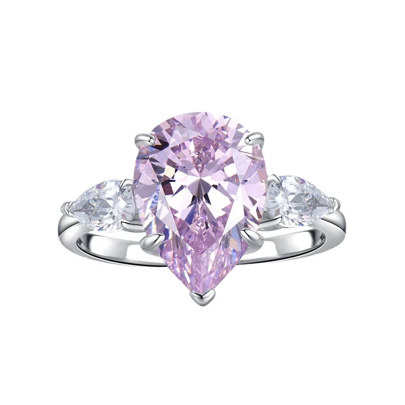 SPJ Sparkle 5A CZ Cubic Zircon 10*14mm 925 Pear Cut Teardrop Diamond Jewelry 925 Silver Wedding Sterling Silver Engagement Rings