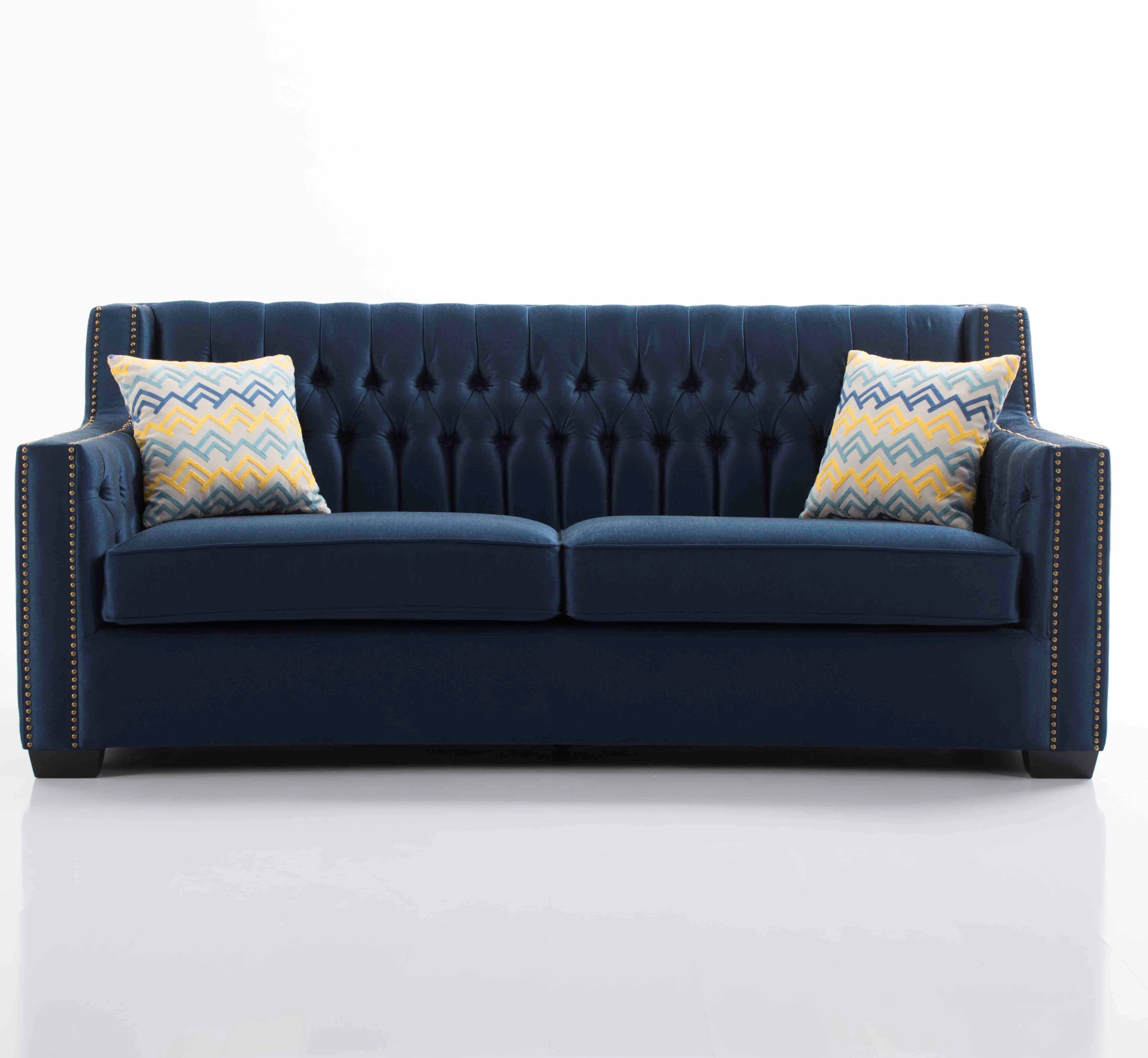 Good SupplierNavy Blue Quality Modern Blue Chesterfield Sitting Room Arm Tuffed Couch Sofa for Livingroom