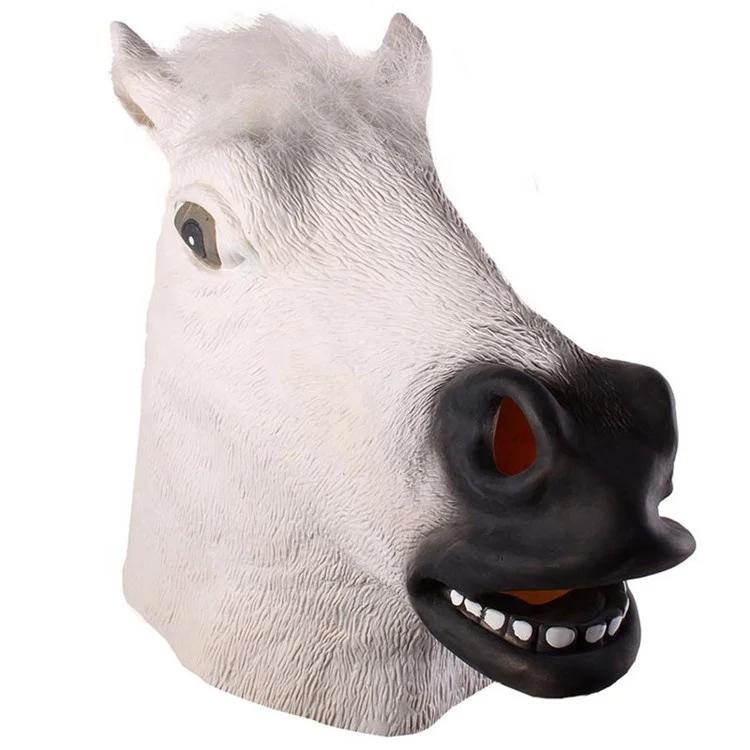 PoeticExist Party Novelties Hacker Costume Horse Head Human Face Anime Scary Latex Horror Celebrities Halloween Realistic  Mask