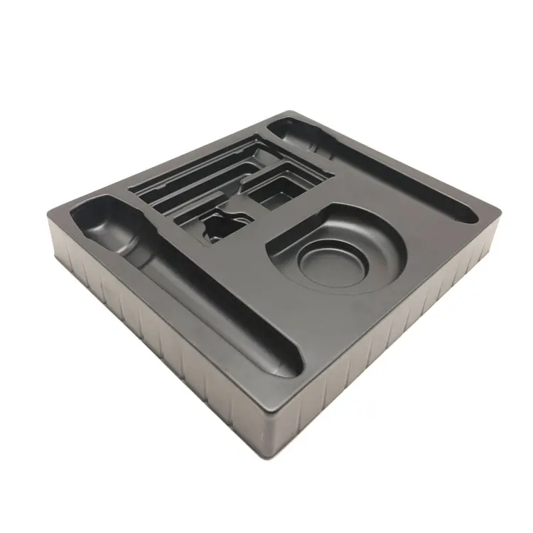Recyclable Matte Black PS Plastic Blister Tray Microphone USB Charger Electronic Products Packaging Insert Blister Tray