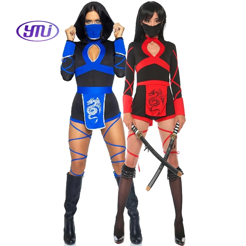 Women Sexy Ninja Costume Anime Dragon Samurai Ninja Cosplay Jumpsuit Uniform Sexy Suit Female Adult Halloween costume