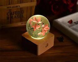 Customize Home Decorations Fresh Flower Crystal Ball Lampara Flor Led Night Light