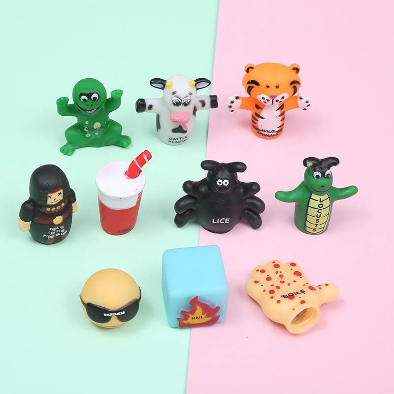 China Manufacturers Rubber Finger Toy Custom Hand Puppets Animals Tiger Frogs Early Education Toys For Toddlers
