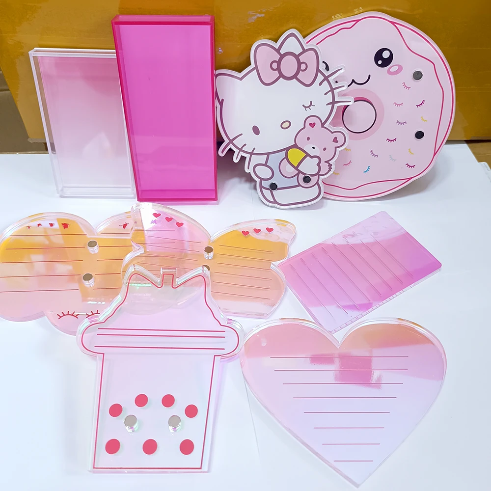 Wholesale Cloud donut Butterfly eyelash tile with magnet pink lash holder pallet acrylic eyelash tile