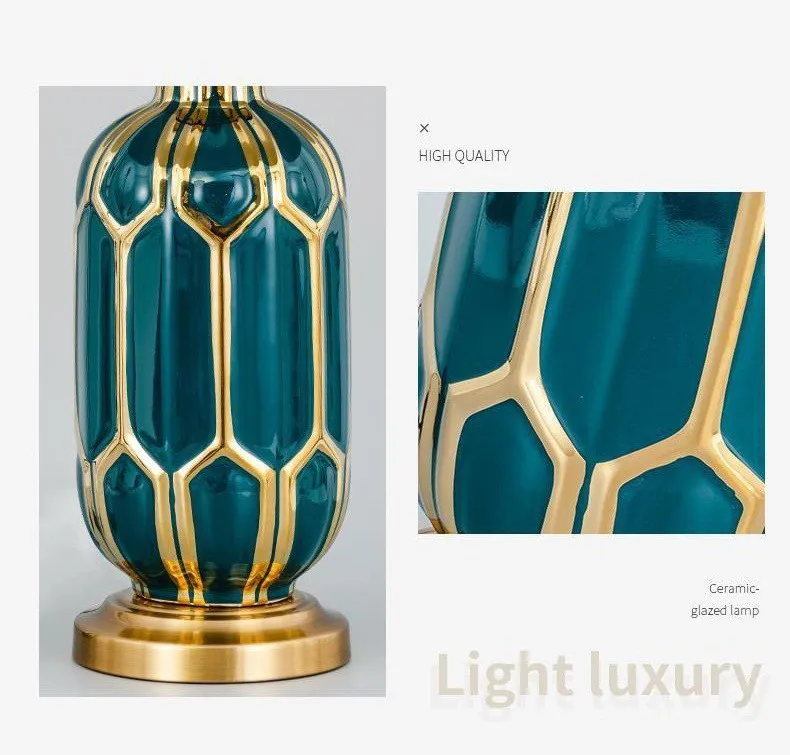 Gold Metal Ceramic Vase Side Table Light E27 Hotel Home Decor Desk Lighting Modern Bedroom Bed Lamp Luxury Bedside Table Lamp