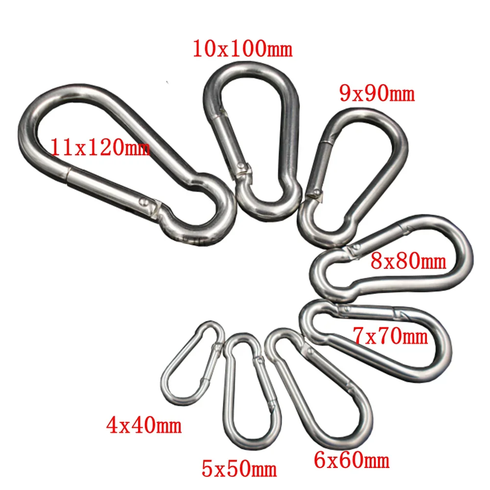 Heavy Duty Stainless Steel Carabiner for Camping Hiking Carabiner Snap Hook Spring Buckle Key Ring Carabiner