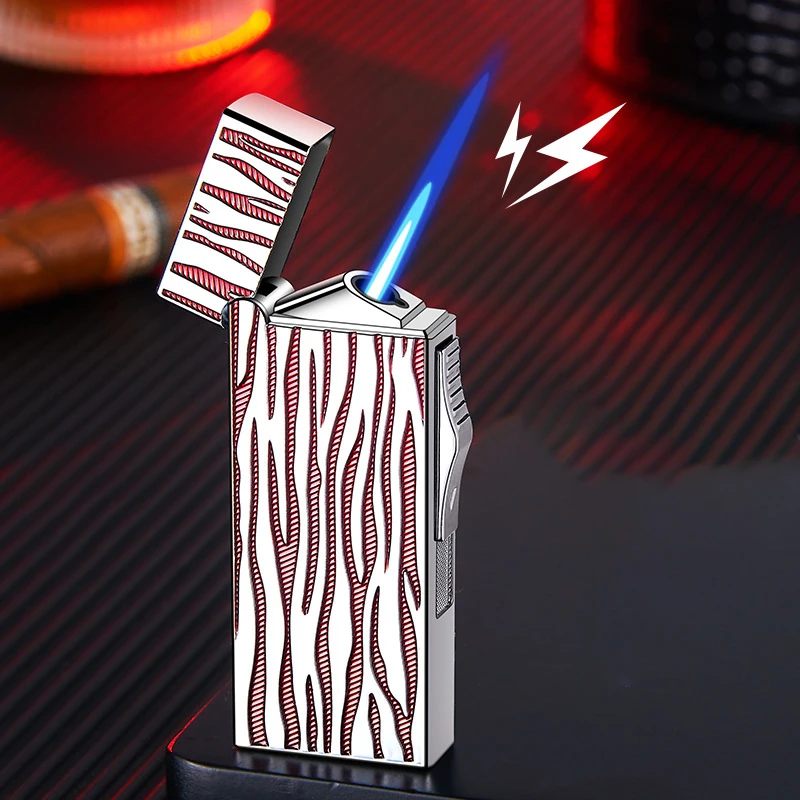 Engrave river steel sound metal lighter blue flame windproof lighter with butane gas