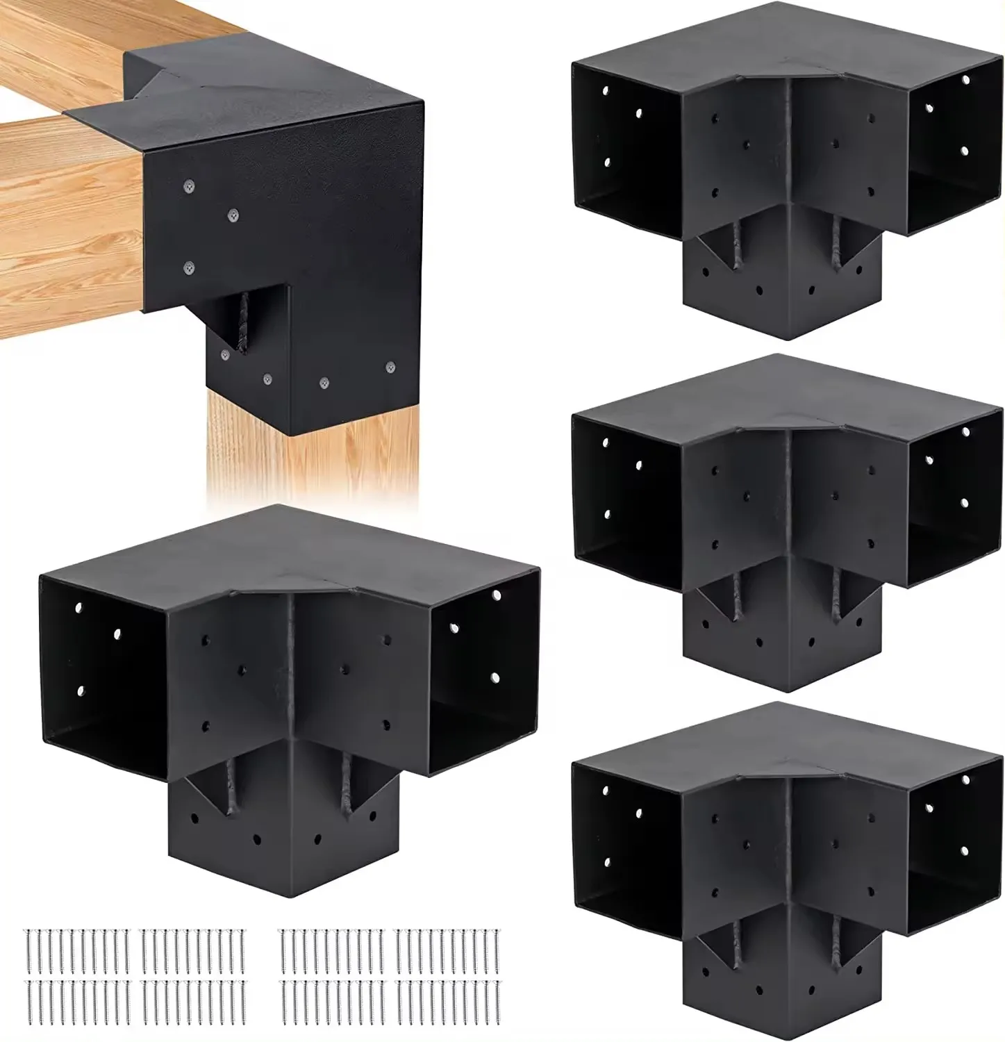 4x4 Woodwork Pergola Brackets Kit Stand Kit Hot Dipped Galvanized Column Metal Aluminum Black or Custom Powder Coated 100 Pieces