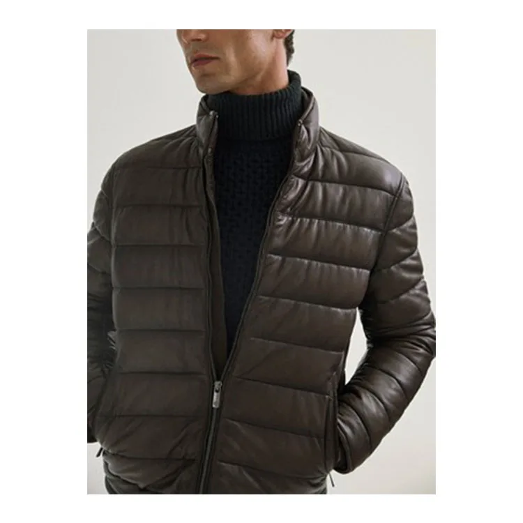 Wholesale fashion casual wear 100% Sheep skin high end quilted leather jackets