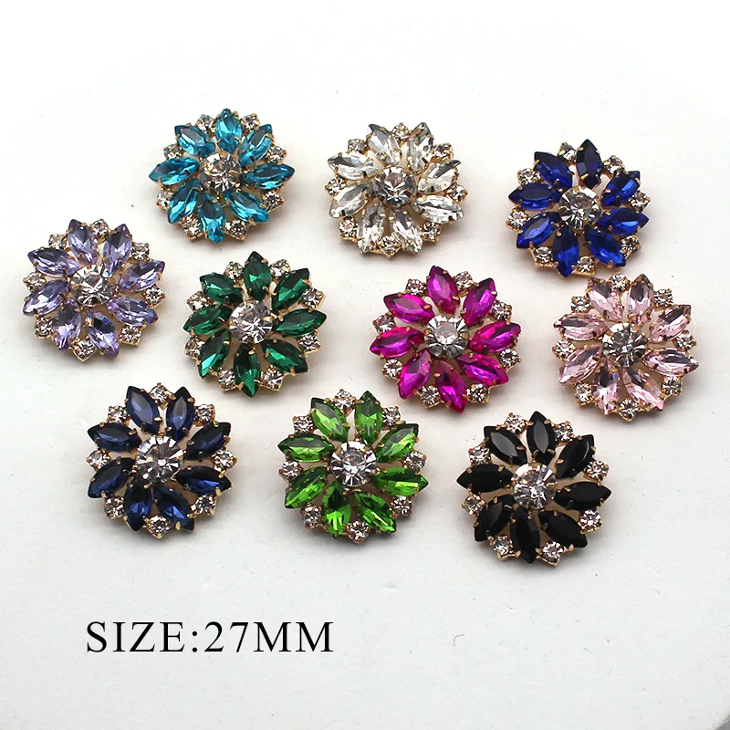 New Design crystal Round Rhinestones 27mm sew on claw rhinestone brooches Glass Rhinestones for garment accessory