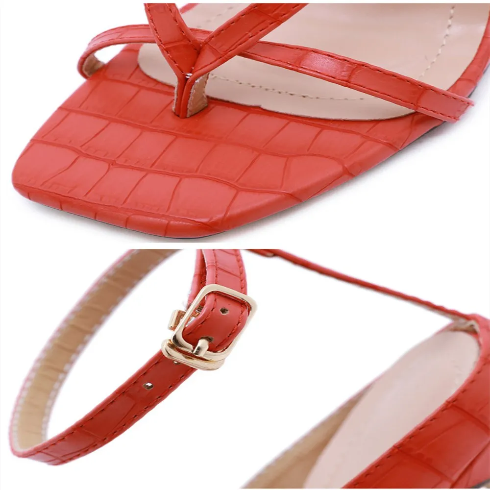 
DEleventh shoes Women Hot style Roman Toe Heels Square Toe Stiletto Sandals four colors for choose Black White Red Brown 