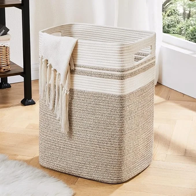 High square and large capacity cotton rope home dirty clothes basket manufacturer direct sales