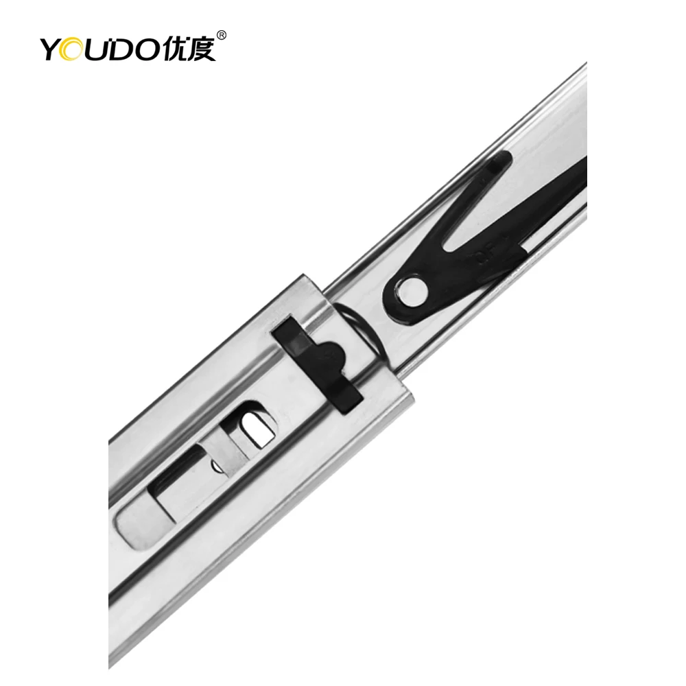 YOUDO 3-Fold Full Extension Ball Bearing Slide Rebound Push to Open Drawer Slide 45mm Sliding Hardware for Furniture Cabinets