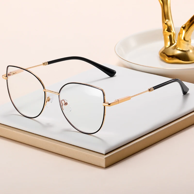 MS 81172  2024 New Fashion Ladies Cat Eye Glasses Block Blue Light Classic Metal Frame Optical Glasses Custom Logo