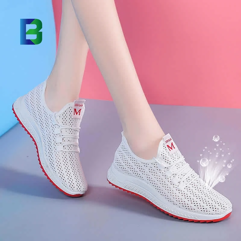 BC China Factory Seller casual shoes lady black mesh sneakers Rope Shoelaces flat shoes women 2021