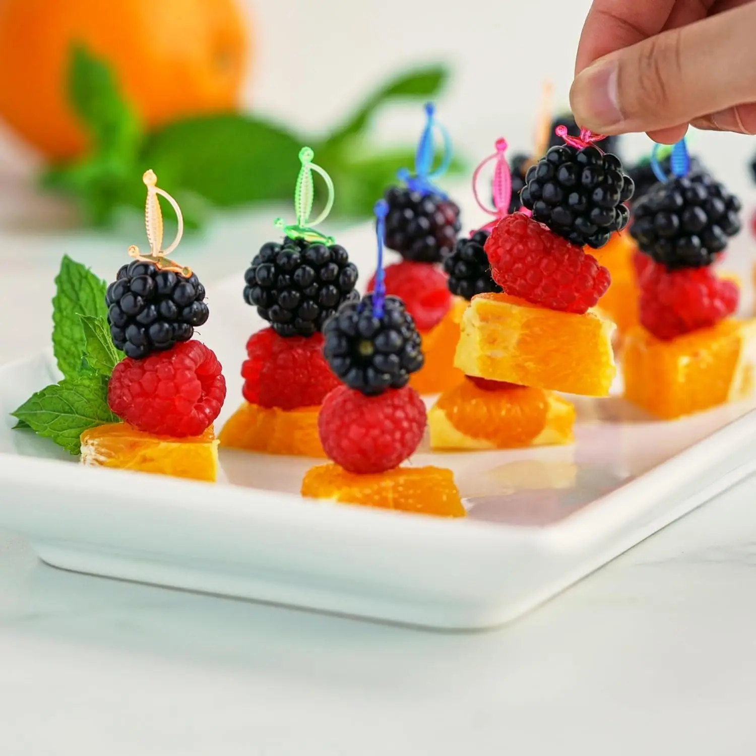 Party Supplies  Multi-color Appetizer Picks Food-Safe Plastic Mini Fruit Sword Toothpicks