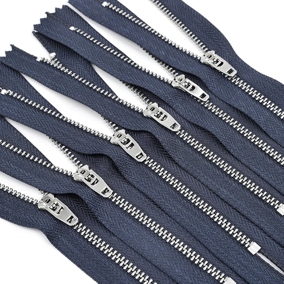Zipper Manufacturer Direct Sale 3# 4# 5# Stainless Steel Metal Zipper for Denim Jeans Non Magnetic Custom SS Jeans Metal Zipper