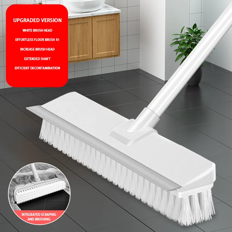 Dual-purpose Household Cleaning Brush & Floor Wiper Detachable Long Handle Floor Scraper Brush Toilet Bathroom Cleaning Brush