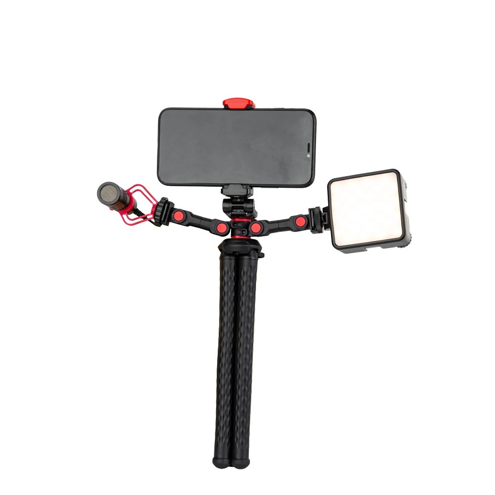 Fotopro Гибкий Осьминог штатив Vlogging комплект со светодиодной подсветкой и микрофоном для записи