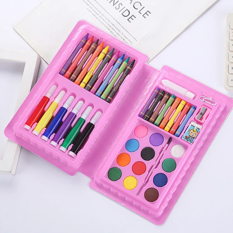 Children Art Coloring Painting Set Plastic Box 42pcs Art Professional Painting Set weibo kids art set kawaii