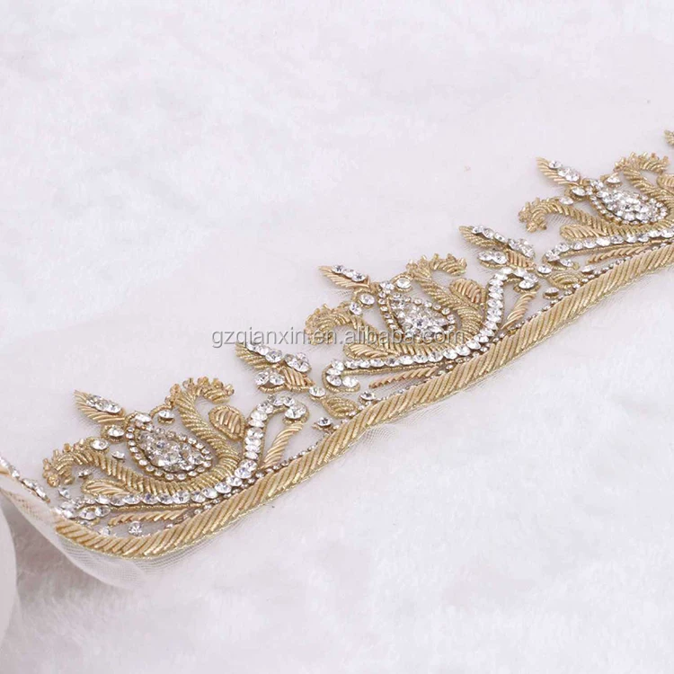 Zardosi Embroidery Bridal Gold Bead Metal Lace Trim