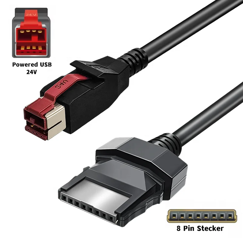 24V POWERED USB Cable to 8 Pin for scanners printer for pos system 40N4716 4610