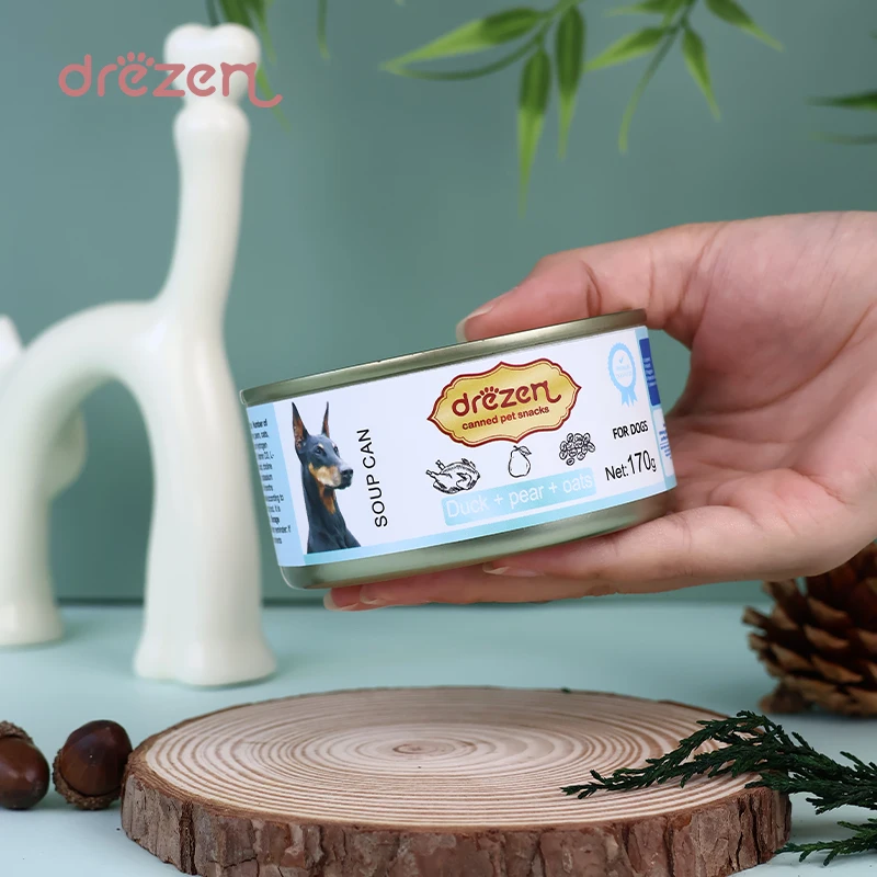 Canned soup for dogs of all ages duck + pear + oatmeal flavor made in China brand Drezen high-quality canned food