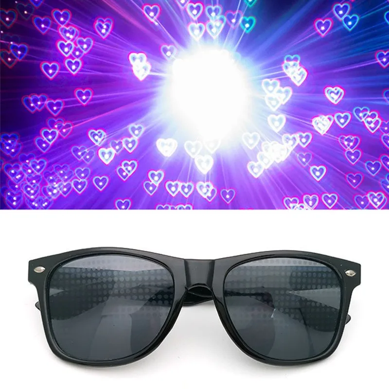 Wholesale 3D Prism Raves Glasses Funny Party Eyewear Firework Effect Lenses Heart Diffraction Glasses