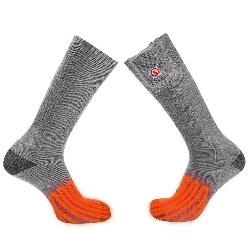 Unisex 80% Cotton Winter Warm Feet Indoors Outdoors Electric Rechargeable Thermal Heated Ski Socks For Snowboarding