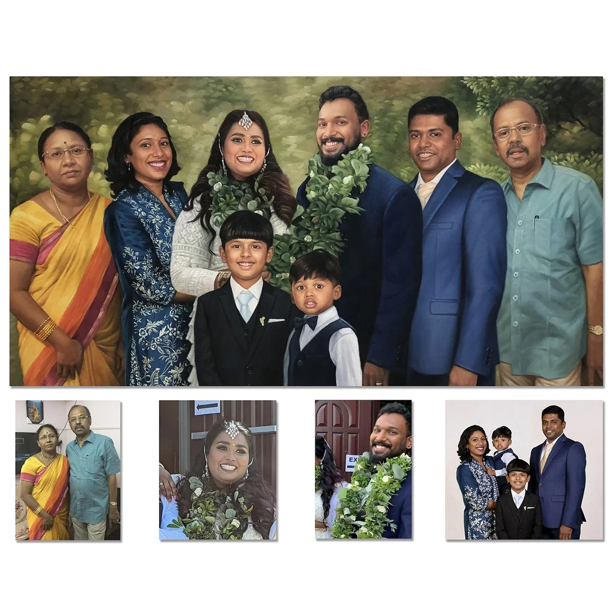Custom Landscape or Portrait Photo to Oil Painting Family Portrait Merging photos of loved ones Memorial Gift