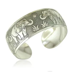 Vintage Tibetan Silver Open Wide Bangle For Women Carved Pattern Animal Bracelet Thailand Afghanistan Ethnic Jewelry